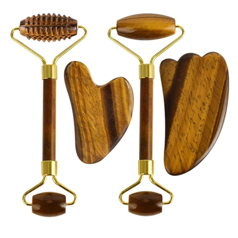 Jade Roller Gua Sha - الطبيعية عين النمر اليشم الأسطوانة Guasha