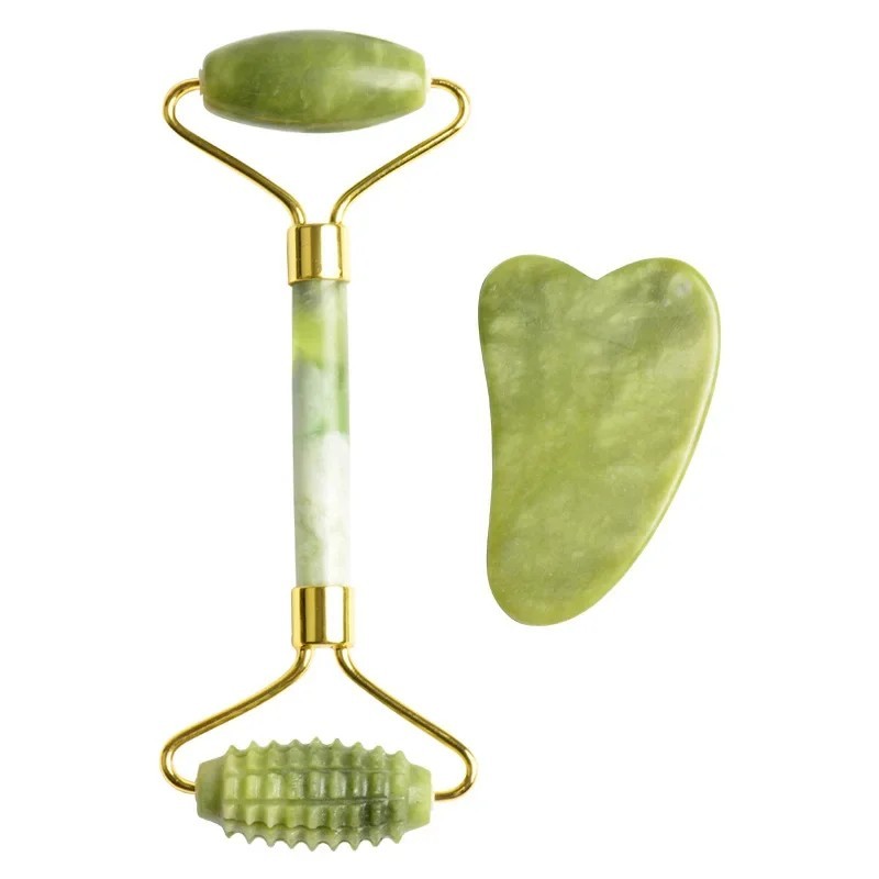 مجموعة أسطوانة تدليك اليشم للو - مراجعة Jade Roller Gua Sha وسعره