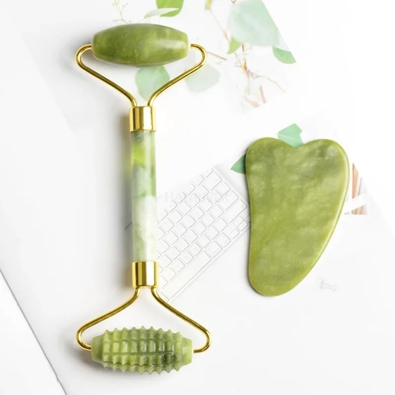 مجموعة أسطوانة تدليك اليشم للو - مراجعة Jade Roller Gua Sha وسعره